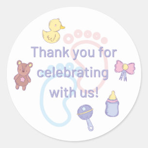 Sticker Rond Baby shower Pastel neutre pour les femmes Merci