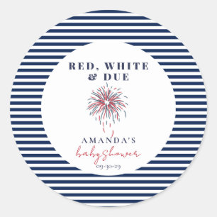 Sticker Rond Baby shower patriotique rouge blanc et dû