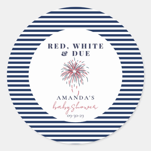 Sticker Rond Baby shower patriotique rouge blanc et dû (Devant)