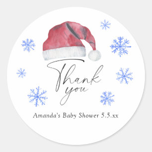 STICKER ROND BABY SHOWER PÈRE NOËL - CARTE DE REMERCIEMENTS