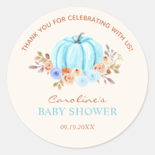 Sticker Rond Baby Shower Petit Citrouille Garçon Bleu