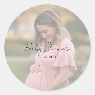 Sticker Rond Baby shower photo de la feuille de dégradé pour ma