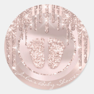 Sticker Rond Baby shower Pieds rose Nom Drivers Rose Parties sc