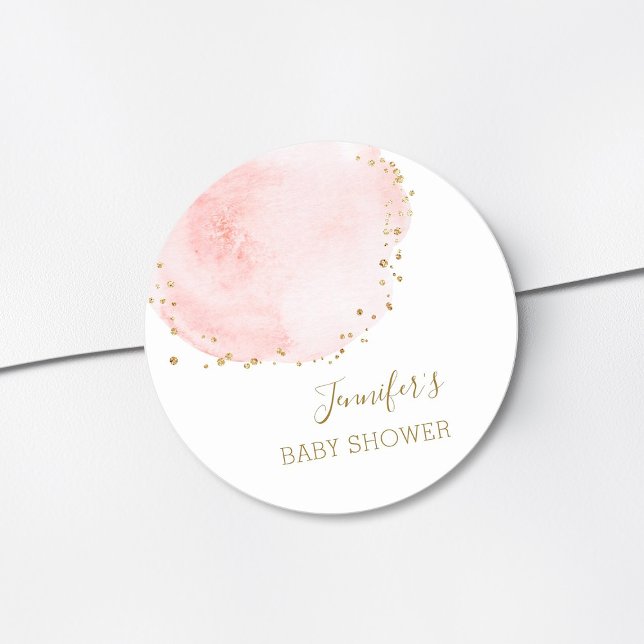 Sticker Rond Baby Shower Points de colle Fleuris Rose Pâle (Créateur téléchargé)