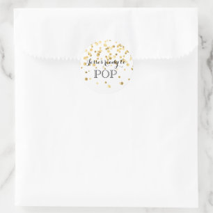 Sticker Rond Baby shower Popcorn Elle est prête à POP
