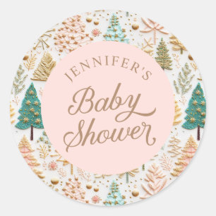Sticker Rond Baby shower pour filles d'hiver