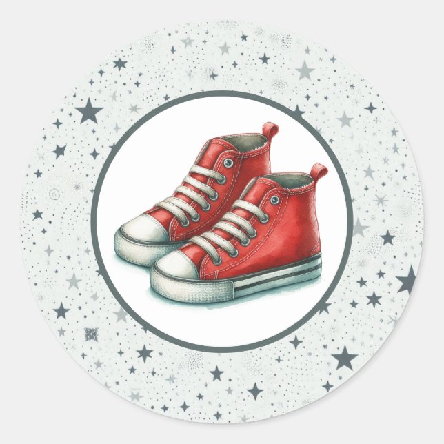 Sticker Rond Baby shower Red Baby High Tops (Devant)