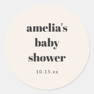 Sticker Rond Baby Shower Rétro Gras Nom de Maman Personnalisé