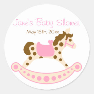 Sticker Rond Baby shower rocheux rose