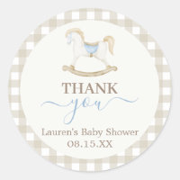 Sticker rond Baby shower Rocking Horse