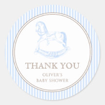 Baby shower Rocking Horse Blue Toile De Jouy