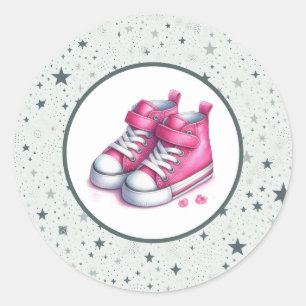 Sticker Rond Baby shower rose Baby High Tops