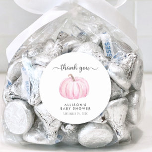 Sticker Rond Baby shower rose citrouille