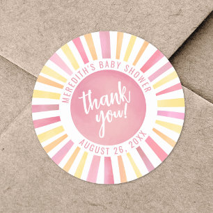 Sticker Rond Baby Shower Rose Clair