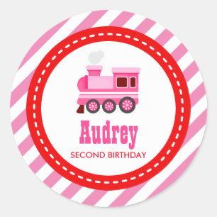 Sticker Rond Baby shower rose d'anniversaire de train de Choo