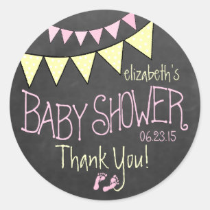 Sticker Rond Baby shower rose de regard de tableau d'étamine