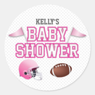 Sticker Rond Baby shower rose du football