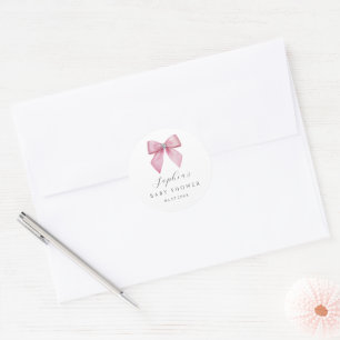 Sticker Rond Baby-Shower Rose Fille