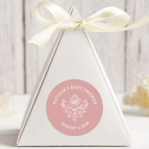 Sticker Rond Baby shower rose floral vintage intemporel