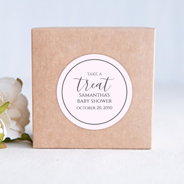 Sticker Rond Baby shower rose mignon Calligraphie Script traite (Créateur téléchargé)