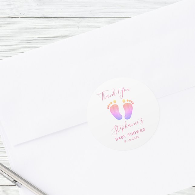 Sticker Rond Baby shower rose pieds bébé Merci (Créateur téléchargé)