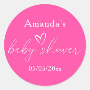 Sticker Rond Baby shower rose simple minimaliste