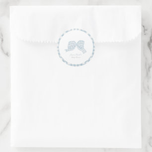 Sticker Rond Baby shower ruban bleu mou