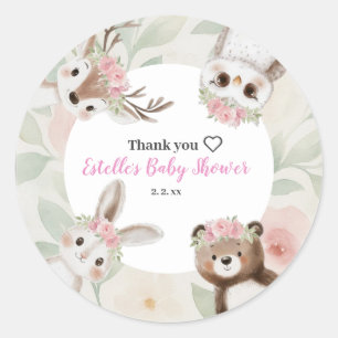 Sticker Rond Baby shower Rustique Boho Woodland