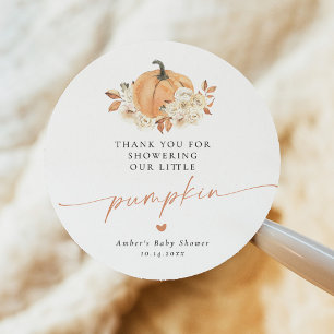 Sticker Rond Baby-Shower Rustique d'Automne sur le Thème Citrou