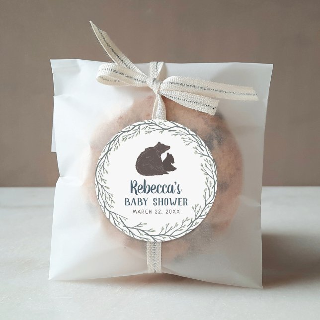 Sticker Rond Baby shower rustique Little Bear (Créateur téléchargé)