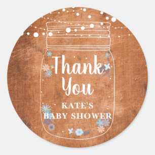 Sticker Rond Baby shower rustique Mason Jar