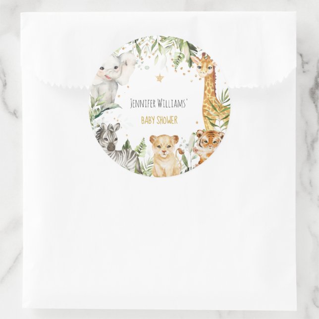 Sticker Rond Baby shower Safari Baby Animals (Sac)