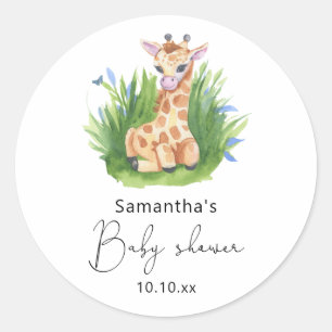 Sticker Rond Baby shower Safari Giraffe