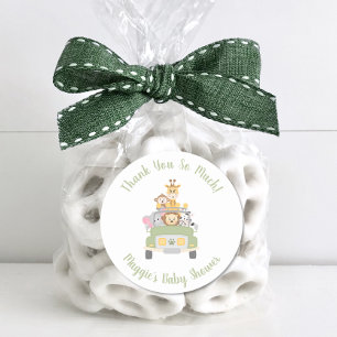 Sticker Rond Baby shower Safari Merci