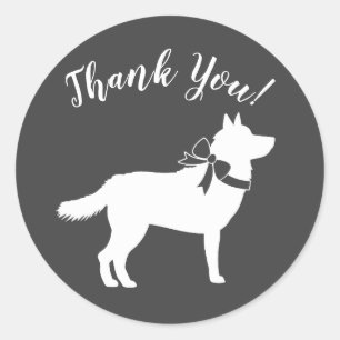 Sticker Rond Baby shower sibérien Husky