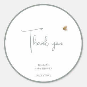 Sticker Rond Baby shower simple papillon
