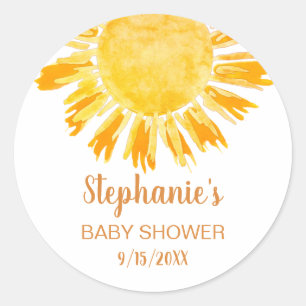 Sticker Rond Baby shower solaire jaune