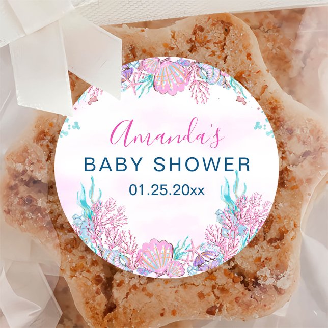 Sticker Rond Baby shower sous-marin aquarelle (Créateur téléchargé)