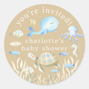 Sticker Rond Baby shower sous-marin Whimsy