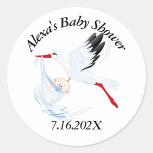 Sticker Rond Baby shower Stores en blanc