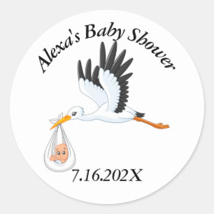 Sticker Rond Baby shower Stores en blanc