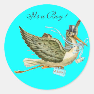 STICKER ROND BABY SHOWER STORK