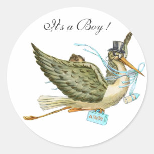 STICKER ROND BABY SHOWER STORK