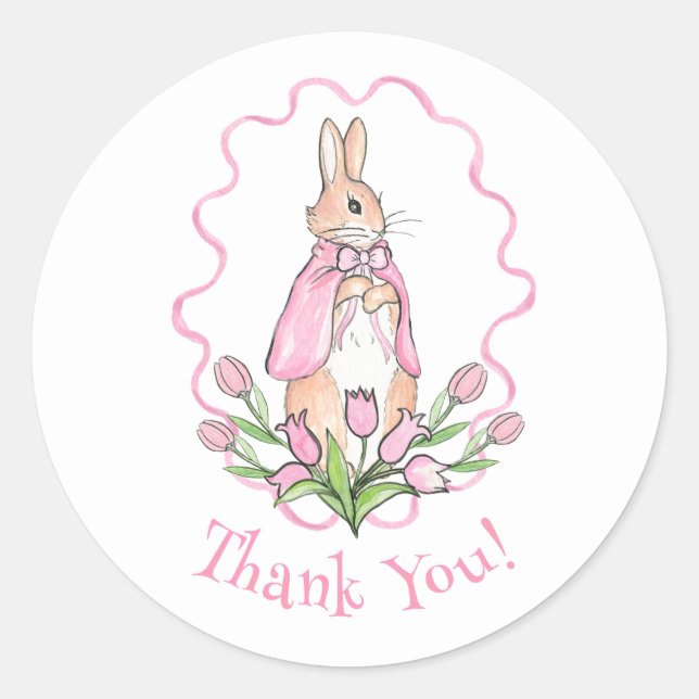 Sticker Rond Baby Shower sur le thème des animaux de Beatrix Po (Devant)