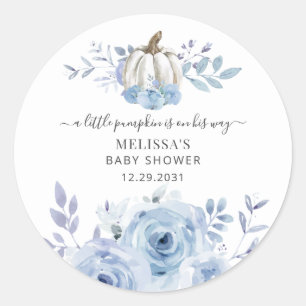 Sticker Rond Baby shower sur le thème des fleurs de citrouille 