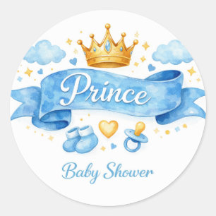 Sticker Rond Baby shower sur le thème du prince au lavis