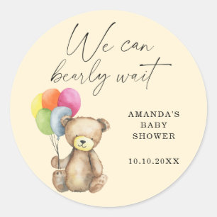 Sticker Rond Baby shower Teddy Bear
