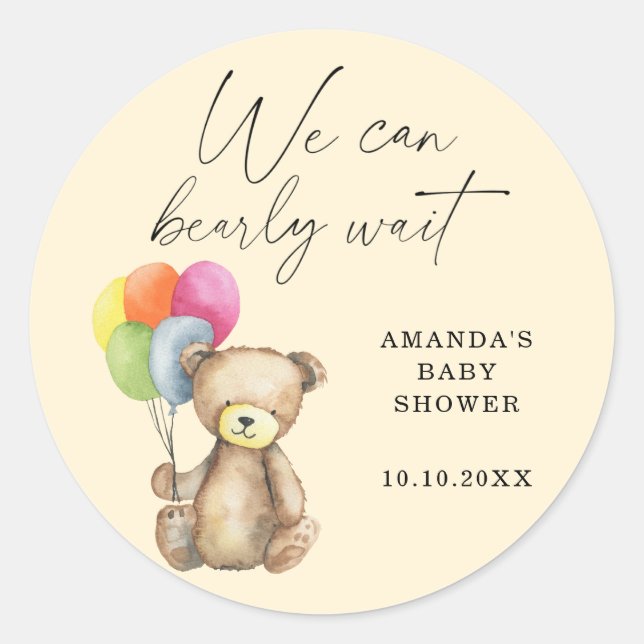 Sticker Rond Baby shower Teddy Bear (Devant)