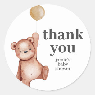 Sticker Rond Baby shower Teddy Bear