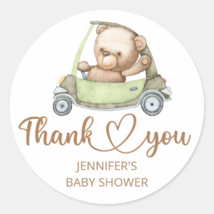 Sticker Rond Baby shower Teddy Ours Bébé Ours
